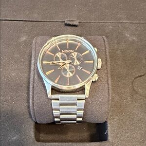 Nixon Silver Watch with gun metal grey and rose Gold Dial